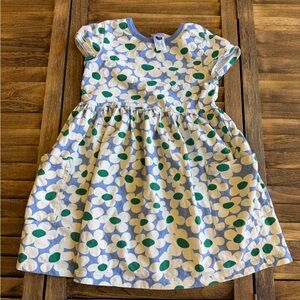 Hanna Andersson Blue, Cream and Green Daisy Floral Dress Girls 6/7 120 cm